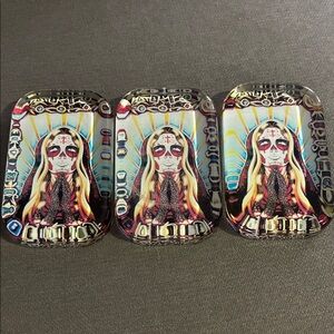 NWT Colorful, Decor Sugar Skull/Dia de los Muertos 3pc. Glass paperweight set